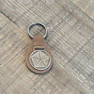 Vintage VIP Chrysler Key Ring. Brass Pentastar Emblem Tan Leather EUC/70’s